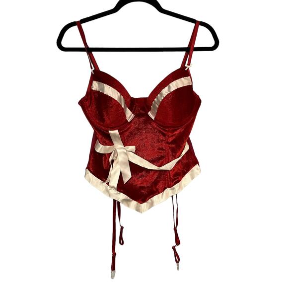 Secret Treasures Womens Sexy Red White Christmas Corset Lingerie Size Large - Picture 1 of 6